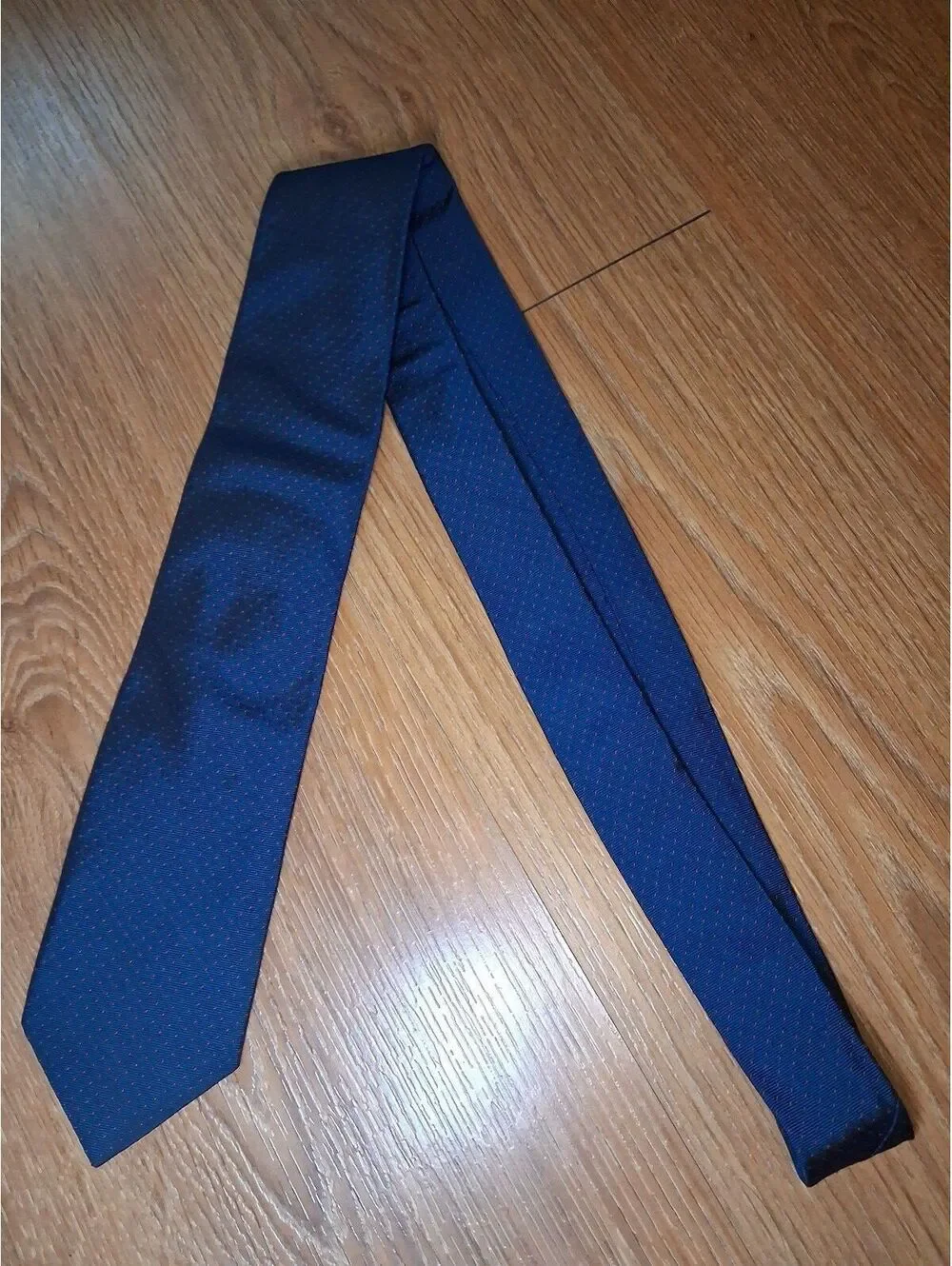 J Crew Silk Tie Navy Polka Dot Handmade in USA Slim Skinny
